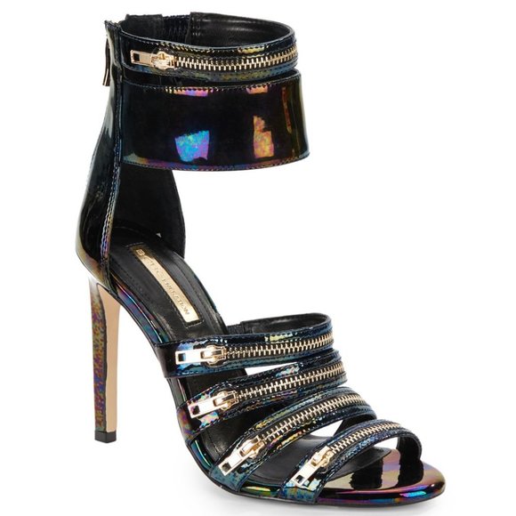 BCBGeneration Shoes - BCBG Casey Cuffed Black Zipper Hologram Heels
